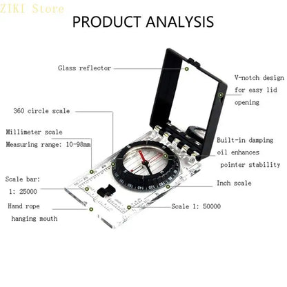 High Accuracy Compasses With Mirror Navigations Tool For Hiking Camping Variable Declination Practical Navigations Tool
