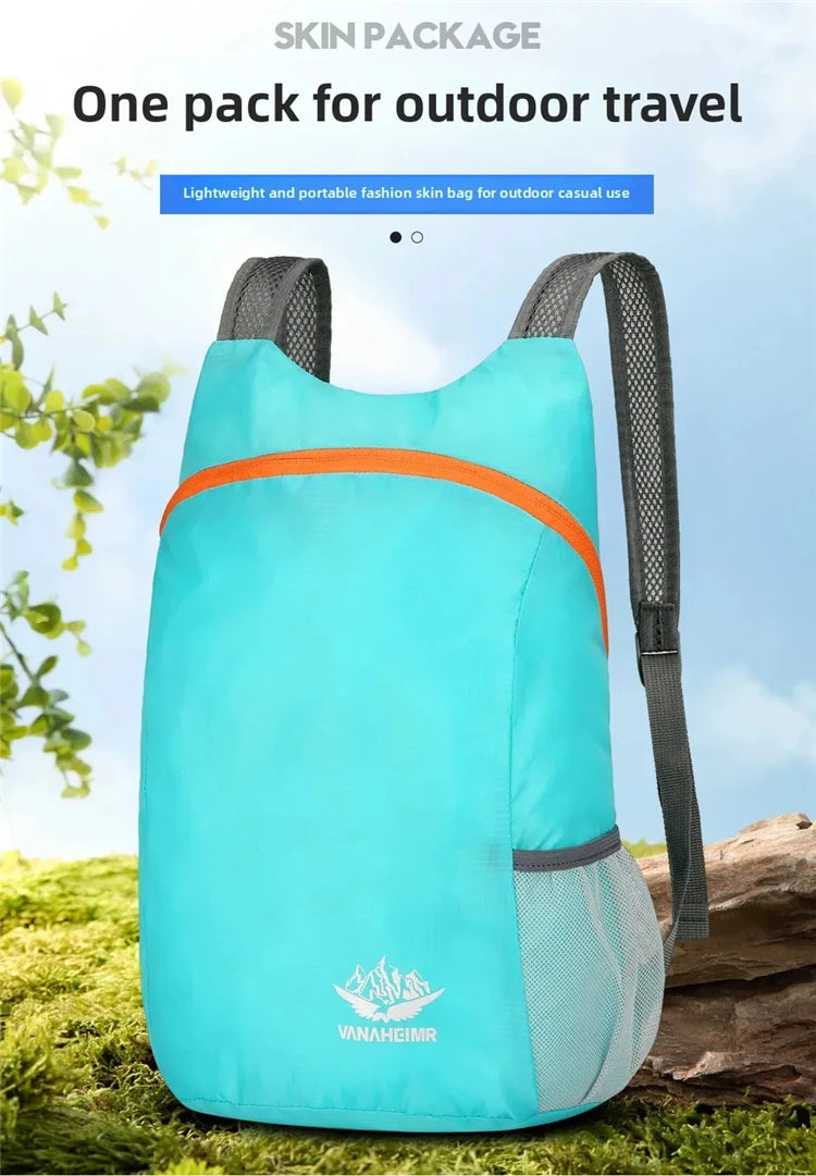 New Foldable Fitness Bag Lightweight Outdoor Cover Waterproof Wide Shoulder Strap Nylon Fabric Multi Color Backpack