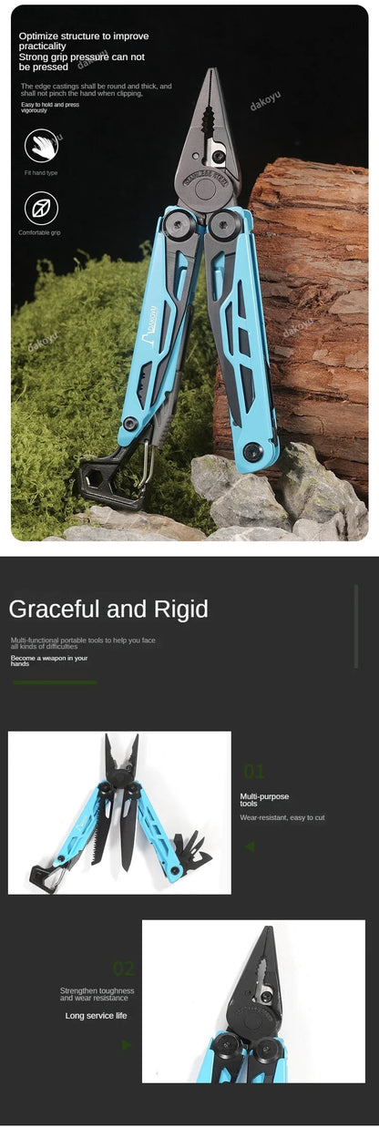 DAKOYU DKShadow Multitool Camping Pliers with Emergency Whistle -8 Color Compact Outdoor Tool, Suitable for Hiking and Camping