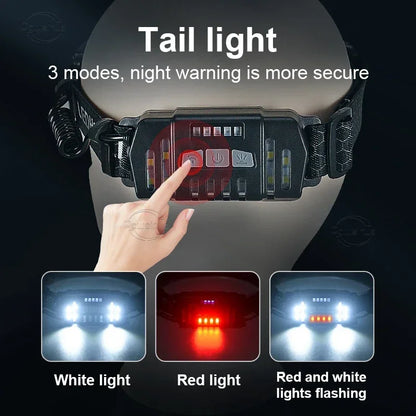 Powerful LED Headlamp 7 Modes XPE+COB Sensor Head Torch