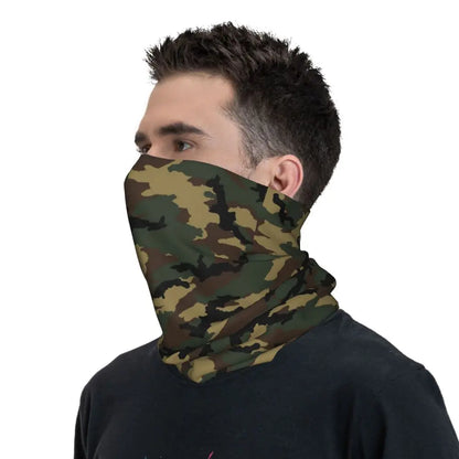 Custom Flecktarn Camo Bandana Neck Gaiter Windproof Face Scarf Cover Men Women Woodland Camouflage Headwear Tube Balaclava