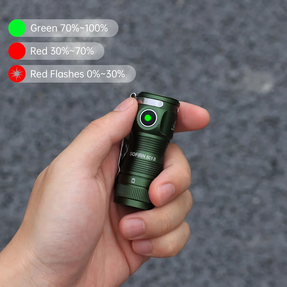Sofirn SC13 Black Green SST40 LED 1300lm Mini Tactical Flashlight