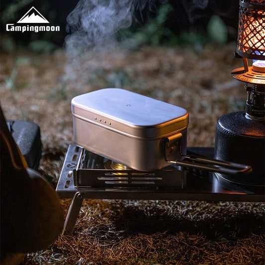 CAMPINGMOON S-2013 Aluminum Oxide Portable Lunch Box, Open Flame Heated OutdoorPicnic Camping Lunch Box, Aluminum Lunch Box