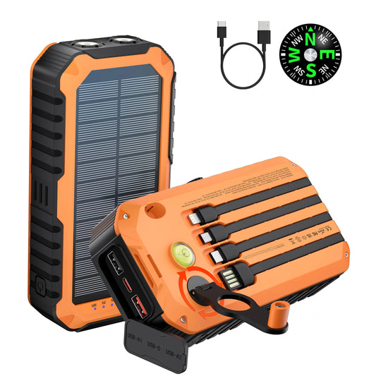 Hand Crank Solar Power Bank 20000mAh Waterproof Portable 22.5W Fast Charger Powerbank for iPhone Samsung Xiaomi External Battery