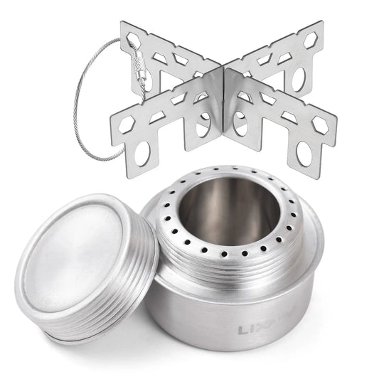 Portable Mini Aluminum Alloy Alcohol Stove with Lid Outdoor Camping Hiking Backpacking Cooking Stove