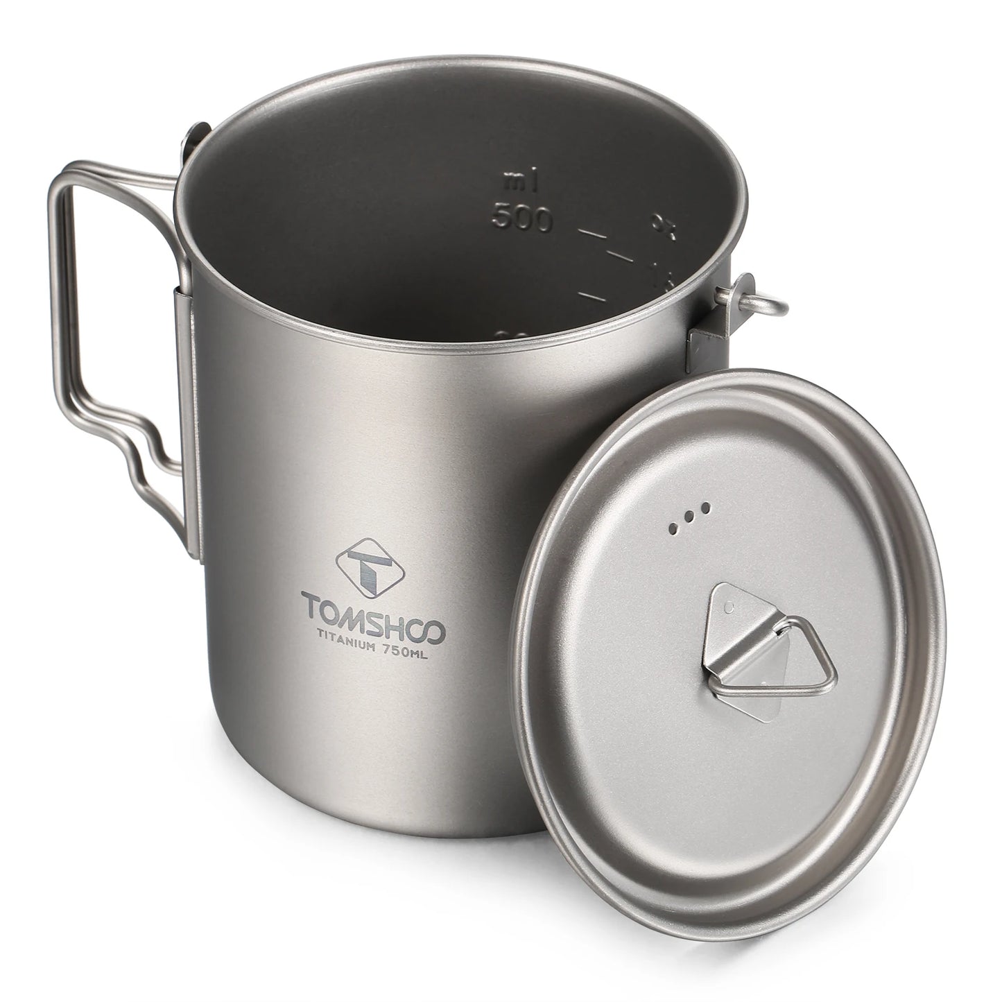 TOMSHOO Camping Cookware Titanium Pot 0.75L/0.9L/1.1L/1.6L/2L/2.8L Ultralight Hanging Pot w Lid Foldable Handle Outdoor Cooking