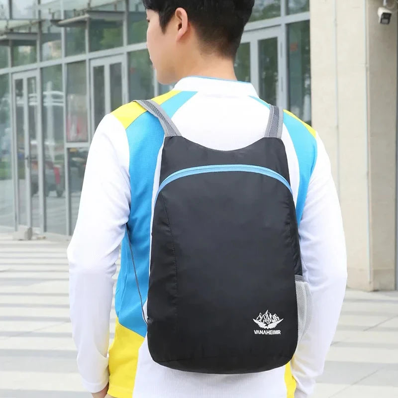 New Foldable Fitness Bag Lightweight Outdoor Cover Waterproof Wide Shoulder Strap Nylon Fabric Multi Color Backpack
