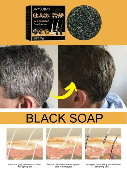 Magic White Hair to Black Shampoo Dye Soap Natural Color Soap Restore Gray Beard Cover Gray Hair Dye Hair Fixing Shampoo Bar