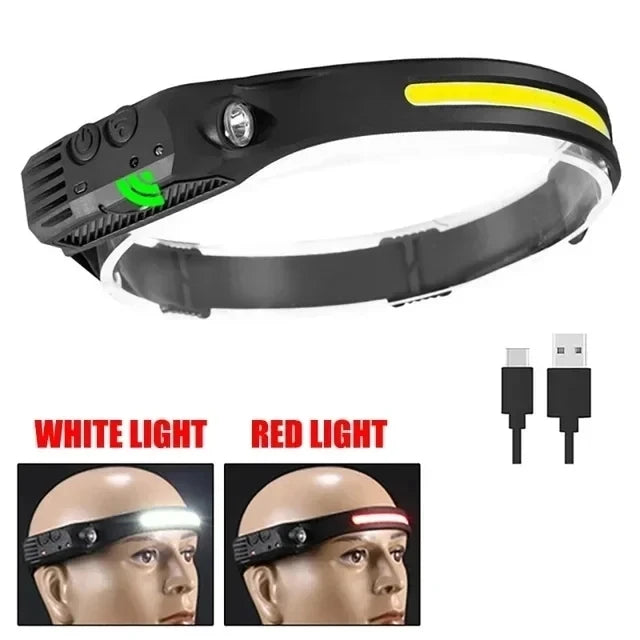 Powerful Induction COB LED Headlamp USB Rechargeable