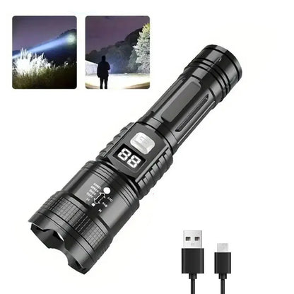 High Power Led Flashlight Type-C Rechargeable Long Range Zoom Tactical Torch Light Outdoor Emergency Camping Fishing Lantern