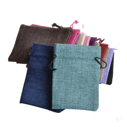 10pc (9x12cm) Handmade Natural Burlap Linen Drawstring Gift Bags Favor Wedding Christmas Gift Bag Jewelry Packaging Bags&Pouches