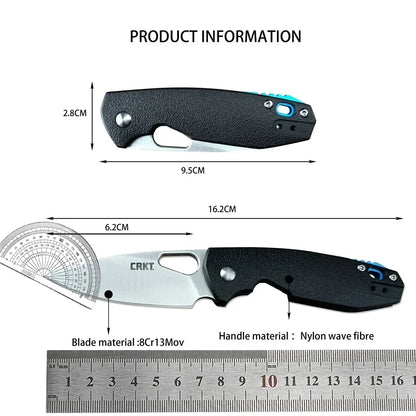 CR 5390 Tactical Piet Pocket Folding Knife 8Cr13Mov Blade, Black Nylon Glass Fiber Handles Outdoor Camping Hunting EDC Knives