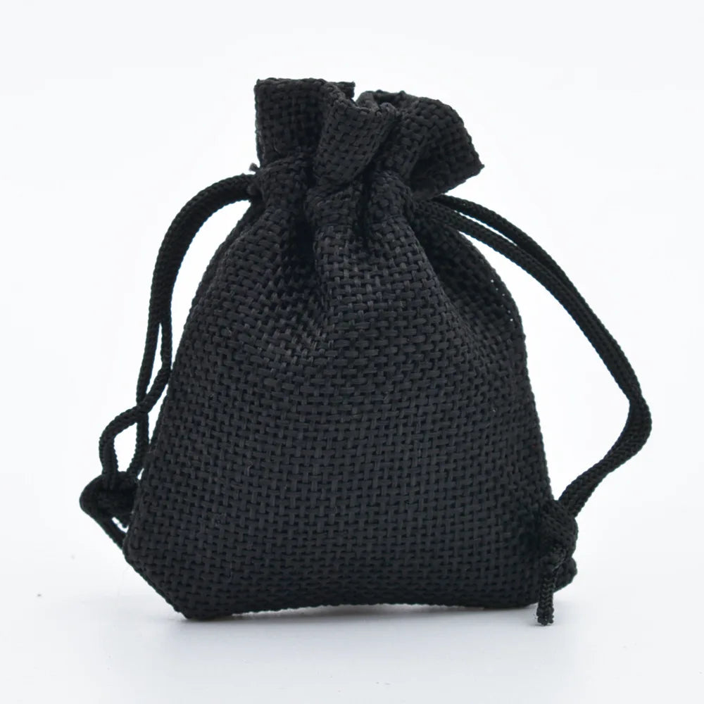 5pcs Multisize Jute Burlap Linen Drawstring Bag Christmas Halloween Gift Bags Wedding Birthday Party Candy Chocolate Packing Bag