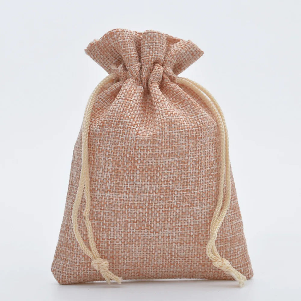 5pcs Multisize Jute Burlap Linen Drawstring Bag Christmas Halloween Gift Bags Wedding Birthday Party Candy Chocolate Packing Bag