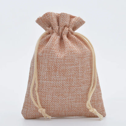 5pcs Multisize Jute Burlap Linen Drawstring Bag Christmas Halloween Gift Bags Wedding Birthday Party Candy Chocolate Packing Bag