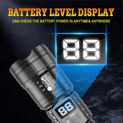 High Power Led Flashlight Type-C Rechargeable Long Range Zoom Tactical Torch Light Outdoor Emergency Camping Fishing Lantern
