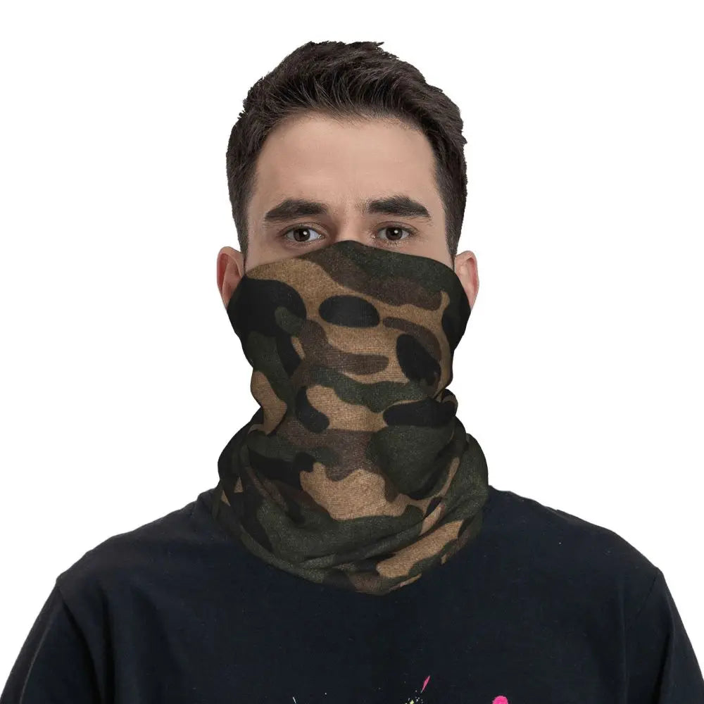 Custom Flecktarn Camo Bandana Neck Gaiter Windproof Face Scarf Cover Men Women Woodland Camouflage Headwear Tube Balaclava
