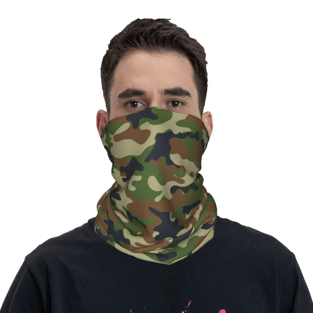 Custom Flecktarn Camo Bandana Neck Gaiter Windproof Face Scarf Cover Men Women Woodland Camouflage Headwear Tube Balaclava