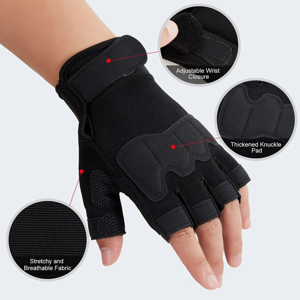 Half Finger Tactical Gloves Fingerless Gloves for Airsoft Shooting Hunting Hiking Cycling Driving Motorcycle Climbing ﻿