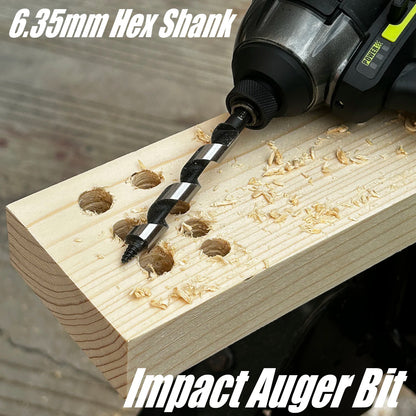 HEDA 5Pcs 5/6/8/10/12mm Woodworking Ship Auger Drill Bit Set 1/4'' Hex Quick Change Shank HCS For Soft Hard Wood Hole Saw