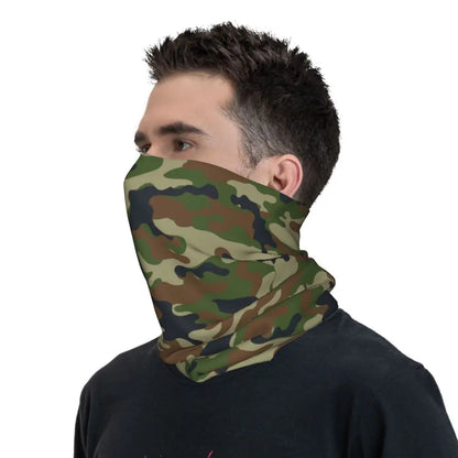 Custom Flecktarn Camo Bandana Neck Gaiter Windproof Face Scarf Cover Men Women Woodland Camouflage Headwear Tube Balaclava