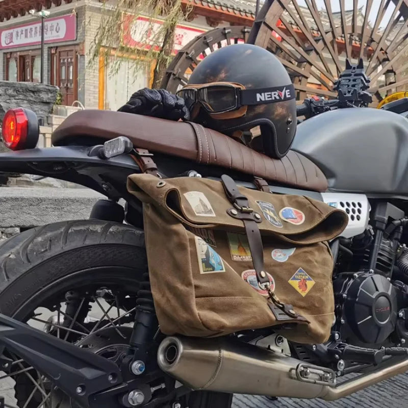 Waterproof wax canvas bag retro messenger bag casual motorcycle men's shoulder bag locomotive men's side package poor package