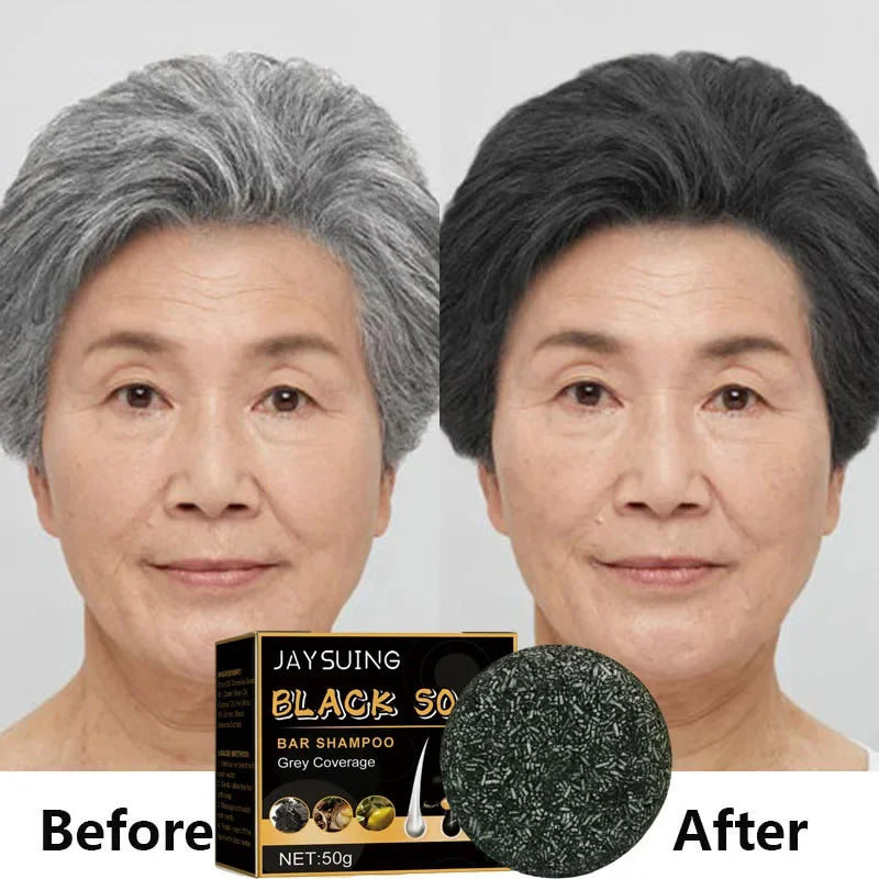 Magic White Hair to Black Shampoo Dye Soap Natural Color Soap Restore Gray Beard Cover Gray Hair Dye Hair Fixing Shampoo Bar