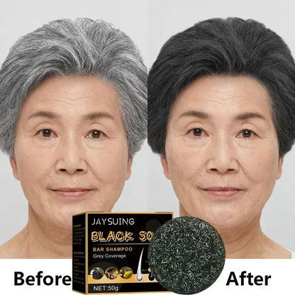 Magic White Hair to Black Shampoo Dye Soap Natural Color Soap Restore Gray Beard Cover Gray Hair Dye Hair Fixing Shampoo Bar