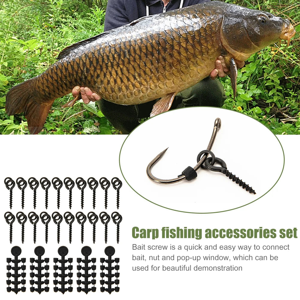 20 Pcs Fishing Screws 50 Pcs Hook Stop Hook Carp Fishing Accessories Hook Stops Beads for Carp Fish For Fishing Rig Boilies Fish