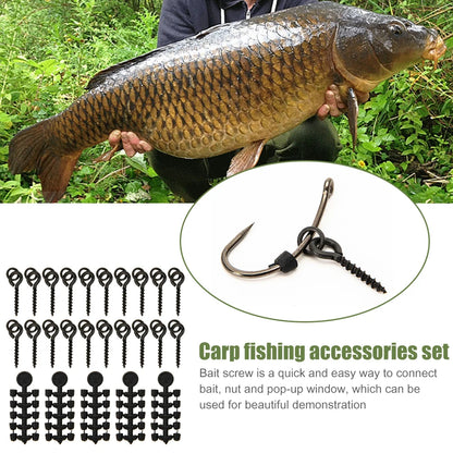20 Pcs Fishing Screws 50 Pcs Hook Stop Hook Carp Fishing Accessories Hook Stops Beads for Carp Fish For Fishing Rig Boilies Fish