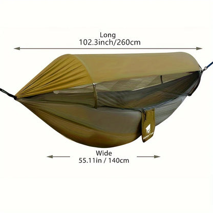 New Automatic Quick Open Mosquito Net Hammock with Sun Canopy Nylon Material Single Double Camping Bed for Hiking Travel Picnic