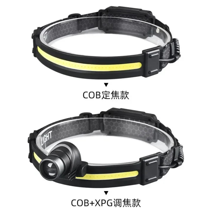 Powerful LED Headlamp 7 Modes XPE+COB Sensor Head Torch