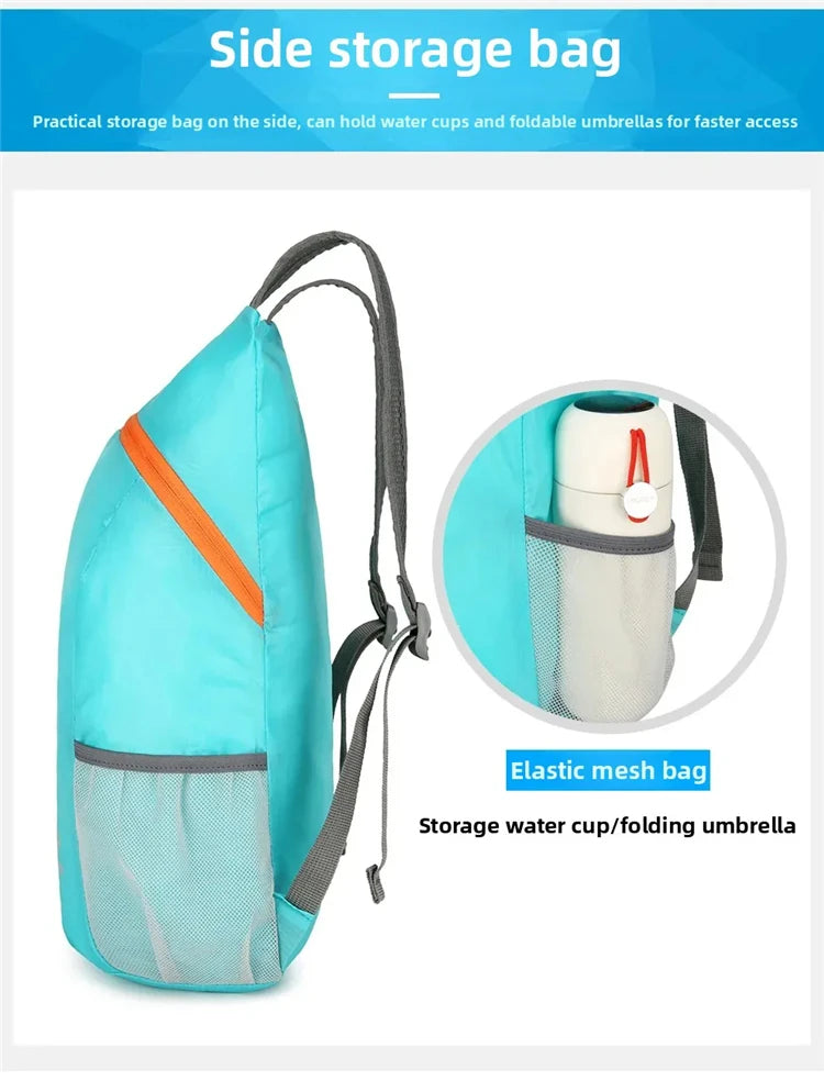 New Foldable Fitness Bag Lightweight Outdoor Cover Waterproof Wide Shoulder Strap Nylon Fabric Multi Color Backpack