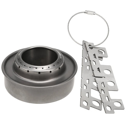 Lixada Outdoor Mini Alcohol Stove Titanium/Stainless Steel Camping Furnace with Cross Stand Stove Rack Picnic Pocket Stove