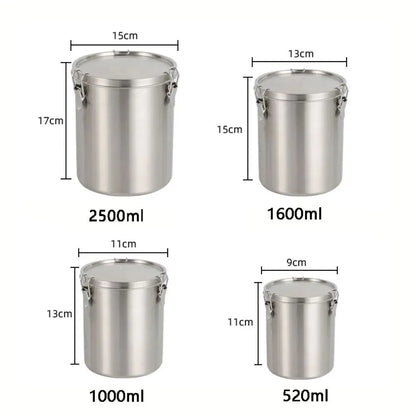 520/1000/1600/2500ml Stainless Steel Storage Tank Leak-Proof Sealed Food Storage Containers with Scale Airtight