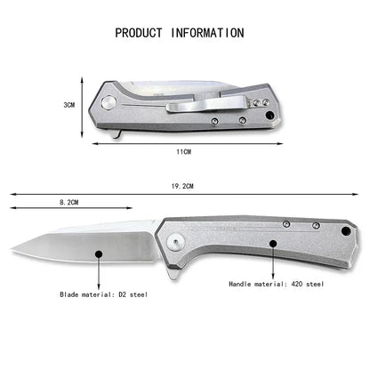 Ball Bearing Flipper Folding Pocket Knife All Steel D2 Steel Blade Camping EDC Self Defense Outdoor Survival Hunting Tools