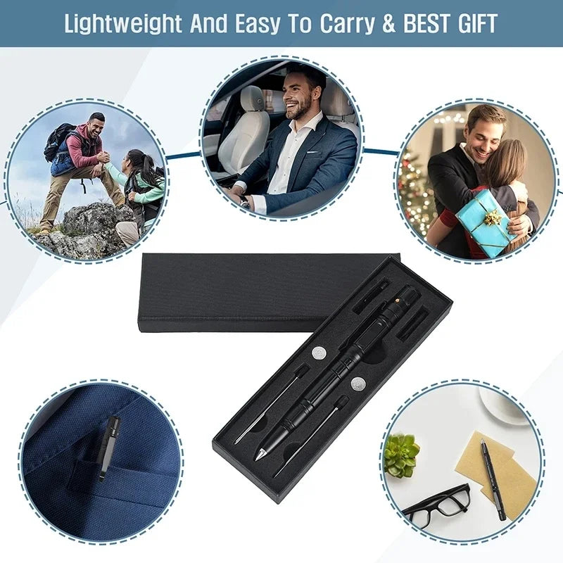 Military Tactical Pen, 6-in-1 Self Defense Pen LED Flash light