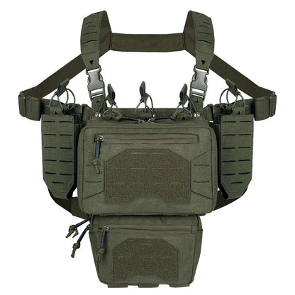 YAKEDA Tactical Chest Mini Rig Vest with Magazine Pouch Adjustable Detachable Laser-cutting Molle Modular Chest Vest