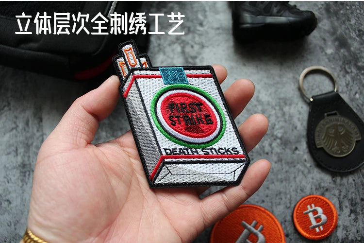 3D Embroidery Creative  Gold Coins and Stereo Eagles Armband  No Signal Woven With Hook Loop For Backpack Clothing Custom Patch