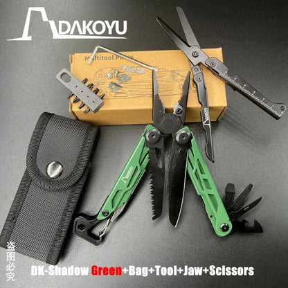 DAKOYU DKShadow Multitool Camping Pliers with Emergency Whistle -8 Color Compact Outdoor Tool, Suitable for Hiking and Camping