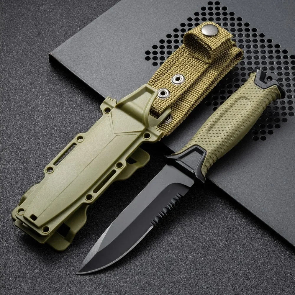 Outdoor knife camping defense straight knife wilderness survival sharp tactical knife carry survival knife high hardness knife