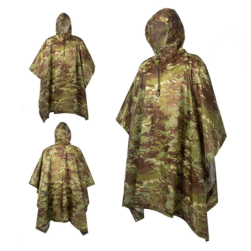 Multifunctional Raincoat Waterproof Poncho Camouflage Cover For Camping Hunting Clothes Shelter Tent Emergency Raincoat