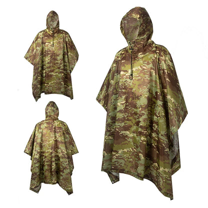Multifunctional Raincoat Waterproof Poncho Camouflage Cover For Camping Hunting Clothes Shelter Tent Emergency Raincoat
