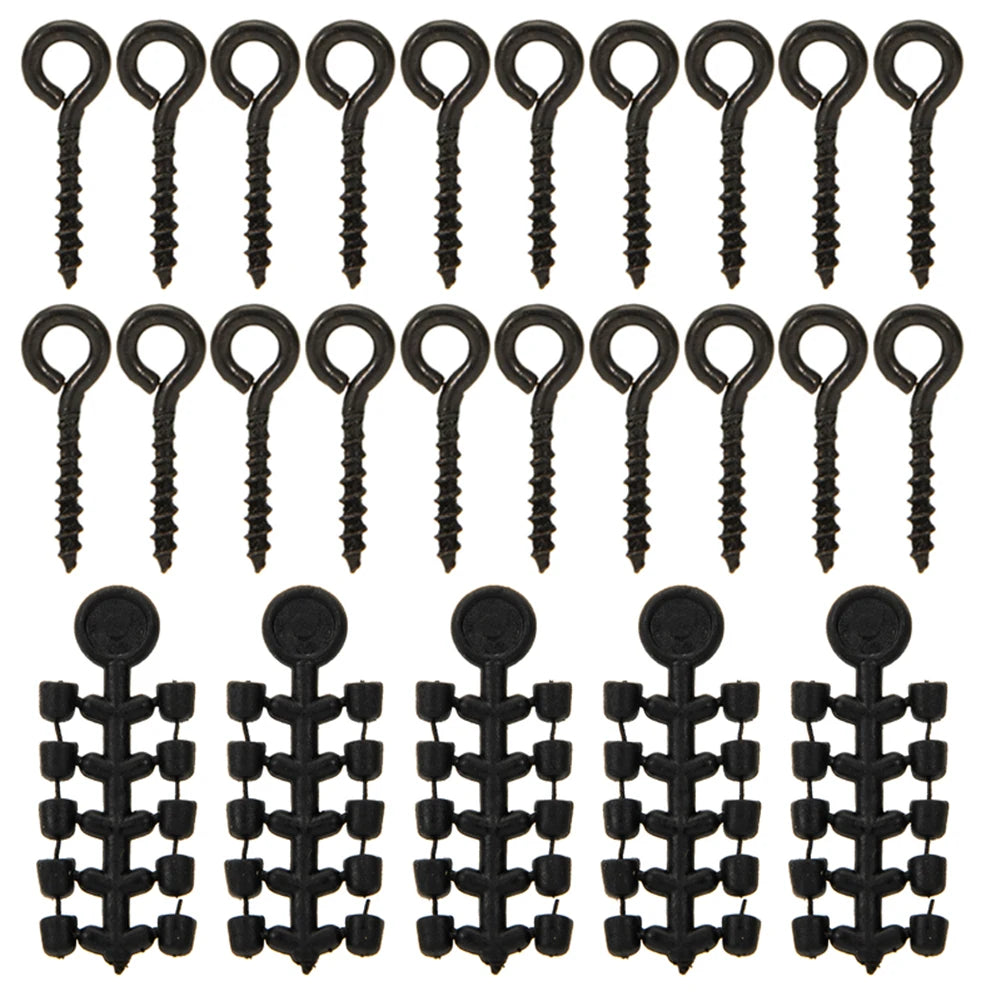 20 Pcs Fishing Screws 50 Pcs Hook Stop Hook Carp Fishing Accessories Hook Stops Beads for Carp Fish For Fishing Rig Boilies Fish