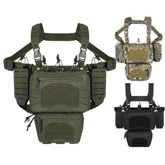YAKEDA Tactical Chest Mini Rig Vest with Magazine Pouch Adjustable Detachable Laser-cutting Molle Modular Chest Vest