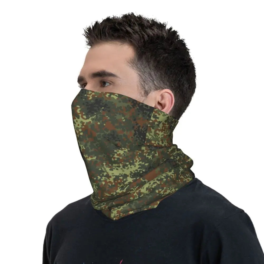 Custom Flecktarn Camo Bandana Neck Gaiter Windproof Face Scarf Cover Men Women Woodland Camouflage Headwear Tube Balaclava