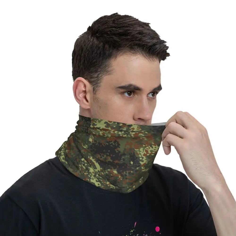 Custom Flecktarn Camo Bandana Neck Gaiter Windproof Face Scarf Cover Men Women Woodland Camouflage Headwear Tube Balaclava