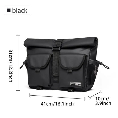 Fashion Casual Men Roll Top Shoulder Messenger Bag Large Size Outdoor Cycling Crossbody Side Bags Male Urban Trend Daypack