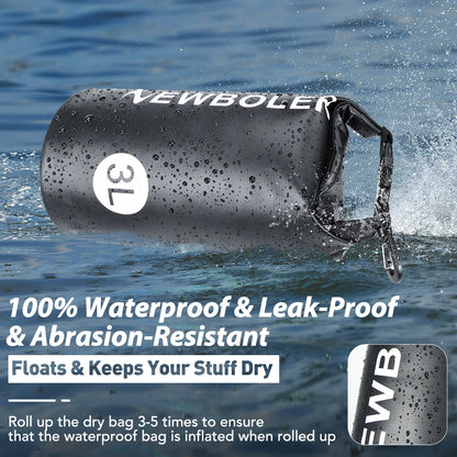NEWBOLER 3L Waterproof Dry Bag Sack for Camping Drift Trekking Swimming Bag Rafting Kayak Trekking Fishing Outdoor Waterbag