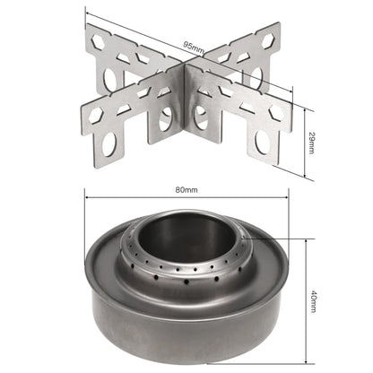 Lixada Outdoor Mini Alcohol Stove Titanium/Stainless Steel Camping Furnace with Cross Stand Stove Rack Picnic Pocket Stove